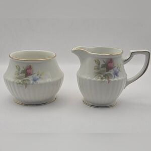 Vintage Sadler England Creamer & Sugar Bowl Set – Floral with Gold Trim